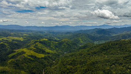 Mountains with rainforest and clouds. Sumatra, Indonesia.