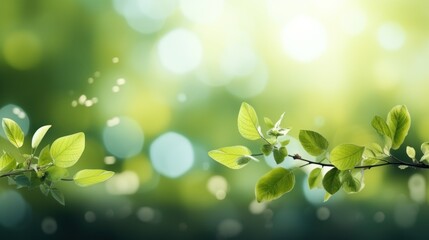 green leaves on blurred background for text spring