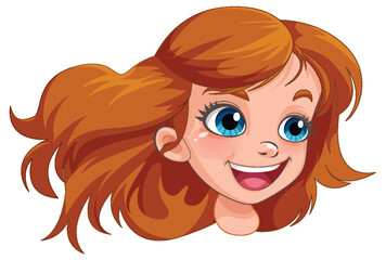 A girl with orange hair and blue eyes