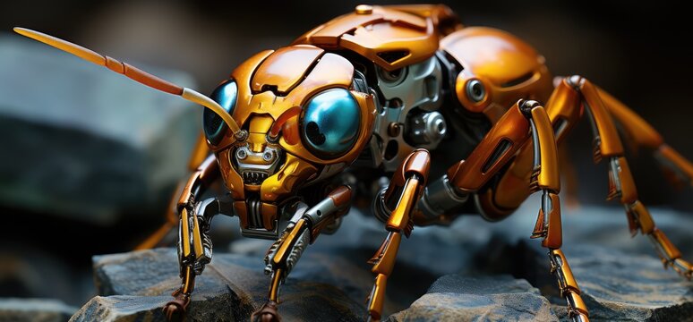 Ai Ant Cyborg in the style of baroque sci-fi.