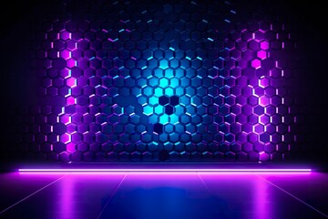 blue and purple lighted panels on a wall. generative AI