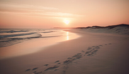 Fototapeta na wymiar Sun kissed coastline, tranquil waves, idyllic vacations generated by AI