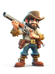 Naklejka premium Hunter character on cartoon style illustration