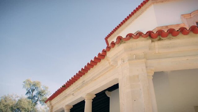 restored old chapel in central portugal building roof shot