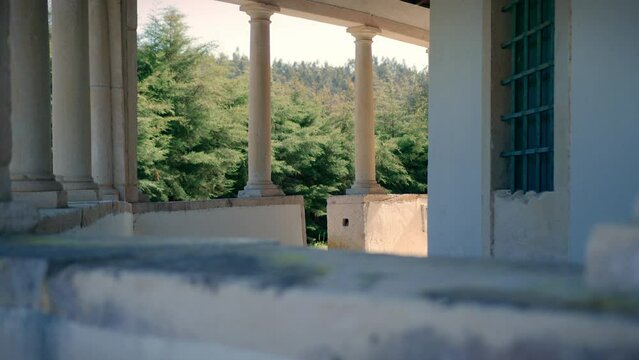 restored old chapel in central portugal atrium gimbal shot