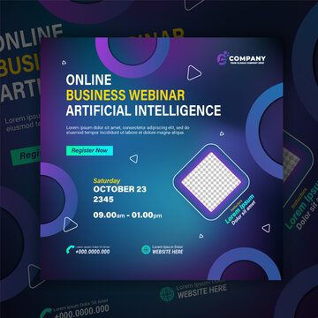 Artificial Intelligence post banner template gradient mesh fill technology theme background
