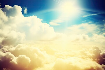 Naklejka na ściany i meble sun rays piercing through the clouds in the sky. Generative AI