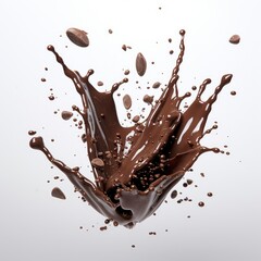 Fototapeta premium Chocolate splashes in spiral shape on a white background.