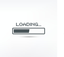 Pixel art 8-bit loading bar concept. Loading or Installing process on white background -isolated vector illustration