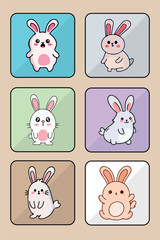 Rabbit vector icon set art Bunny vector icon set art