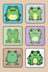 Obraz premium Frog vector icon set art