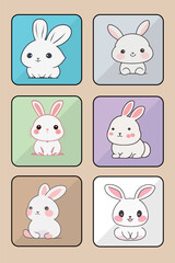 Rabbit vector icon set art Bunny vector icon set art