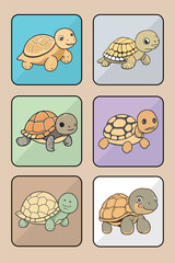 Fototapeta premium Tortoise vector icon set art