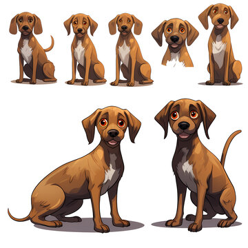 set of dark brown puppies with shadows