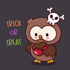 Owl halloween with posion apple