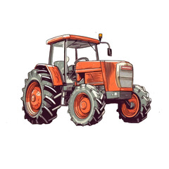 Obraz premium Cute orange tractor, Watercolor, Print, Poster, Transparent background