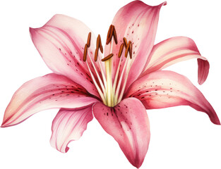 Lily flower watercolor illustration. Generative AI