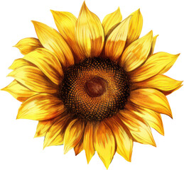 Sunflower watercolor illustration. Generative AI