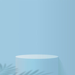 Abstract background with light blue color geometric 3d podiums. Vector