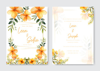 floral wedding invitation and menu template