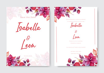 floral wedding invitation and menu template