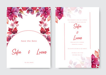 floral wedding invitation and menu template