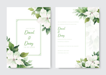 watercolor floral wedding invitation card template