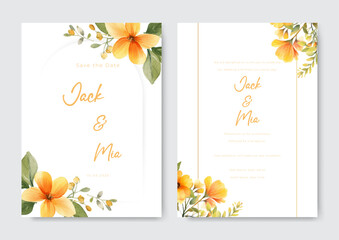 hand drawn floral wedding invitation card template