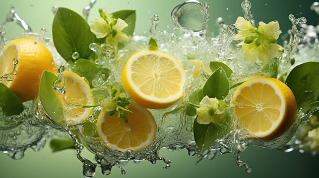 Seamless background image is cover with lots of lemon. Generative AI