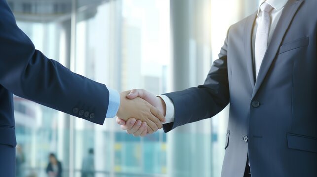 Two business people shaking hands. Generative AI