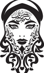 Women face tattoo design vector illustration black color