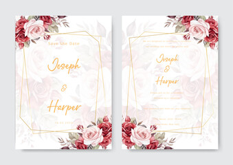 watercolor alcohol ink wedding invitation template