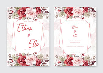 watercolor alcohol ink wedding invitation template