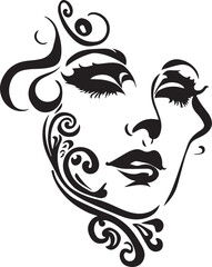 Women face tattoo design vector illustration black color