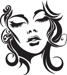 Women face tattoo design vector illustration black color