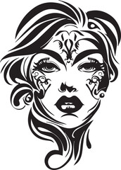 Women face tattoo design vector illustration black color