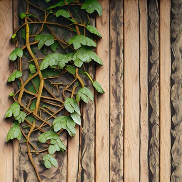 Leaves On Wood Wallpaper Wall Green Flower Tree