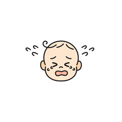 赤ちゃん　ベビー　顔　イラスト　アイコン　泣き喚く