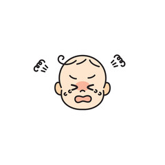 赤ちゃん　ベビー　顔　イラスト　アイコン　泣き叫ぶ