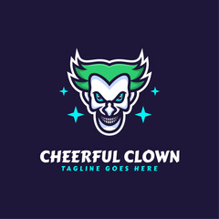 Vector Logo Illustration Cheerful Clown Mascot Cartoon Style.
