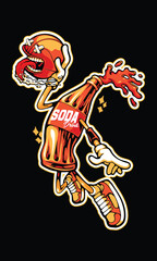 Bottle playing basketballCartoon. Vector Icon Illustration Flat Cartoon Style