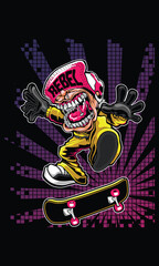 Cool Fun Skateboarder Doing an Extreme Trick Vector illustration Flat Cartoon Style