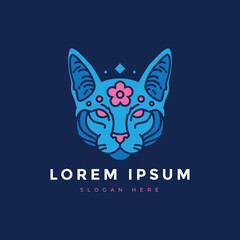 cat head abstract animal face mammal kitten veteranian logo design vector graphic