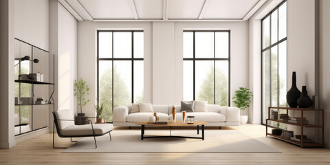 Fototapeta na wymiar Interior of modern living room 3d rendering, generative AI