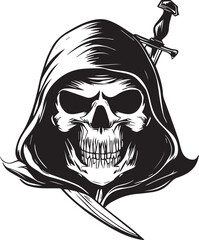 Skull vector tattoo design illustration black color