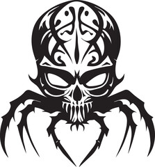 Spider skull vector tattoo design illustration