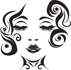 Beautiful women face tattoo design vector art illustration