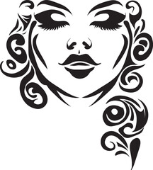 Beautiful women face tattoo design vector art illustration