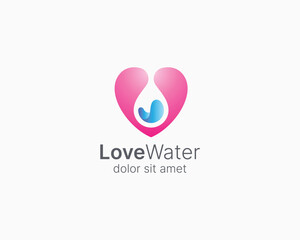 Creative love water drop logo