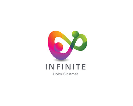Creative colorful infinity people logo gradient